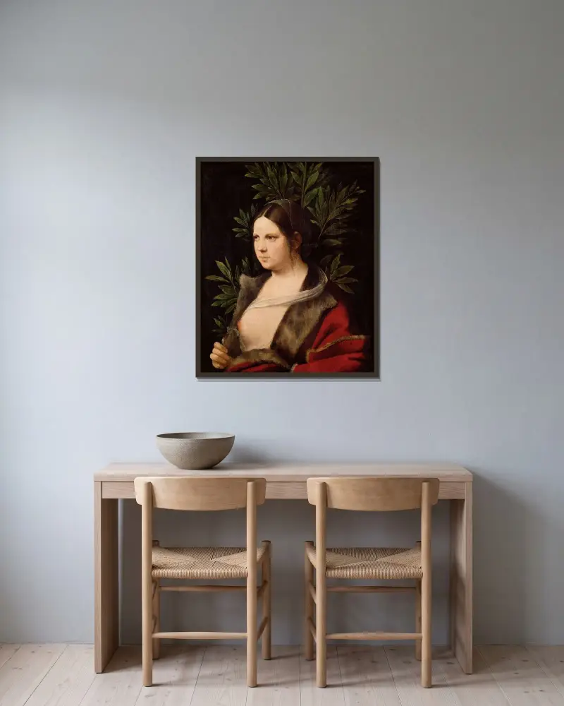 Young Woman (“Laura”), Giorgione w ramie na ścianie