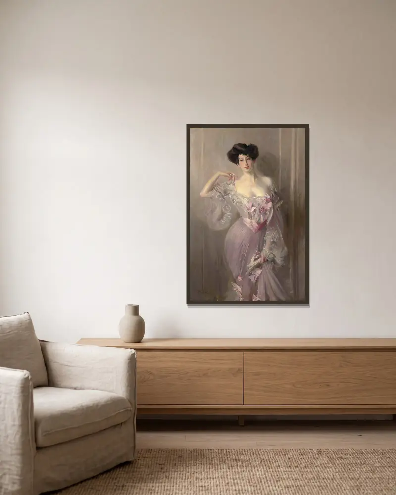 Bildnis der Ena Wertheimer von Giovanni Boldini gerahmt an einer Wand