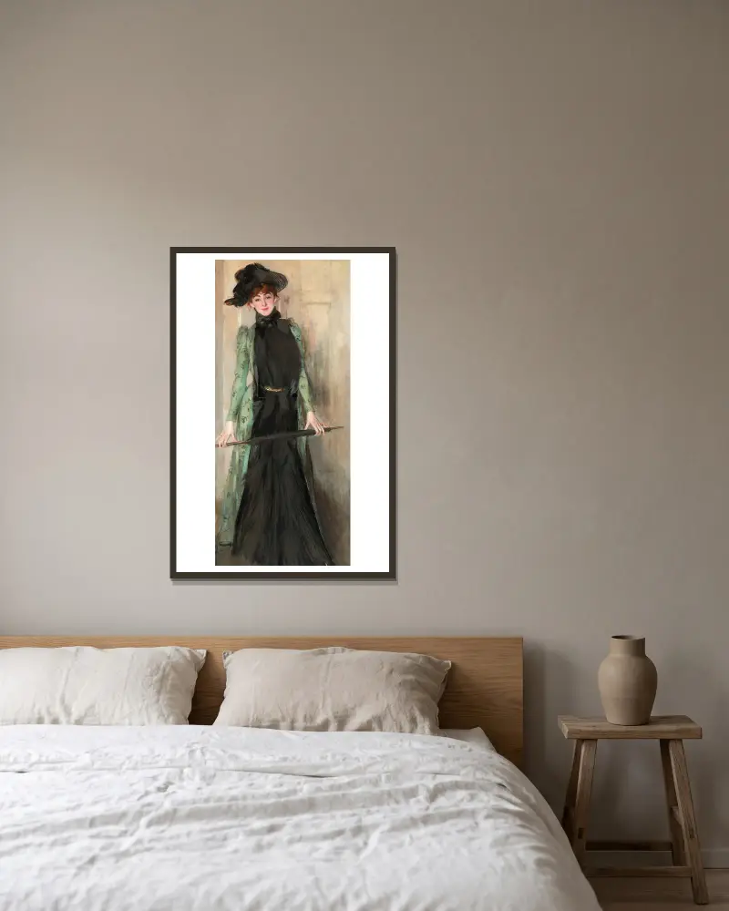 Porträtt av Madame Roger-Jourdain av Giovanni Boldini inramad på en vägg