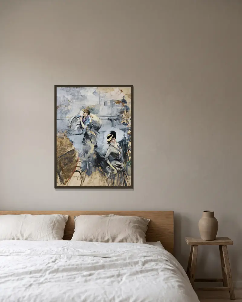 Wäscherin und junge Brünette an der Seine, Paris von Giovanni Boldini gerahmt an einer Wand