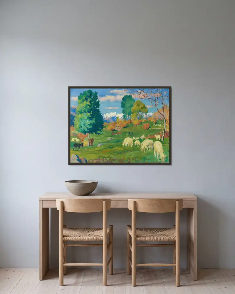 Autumnal Landscape av Giovanni Giacometti inramad på en vägg