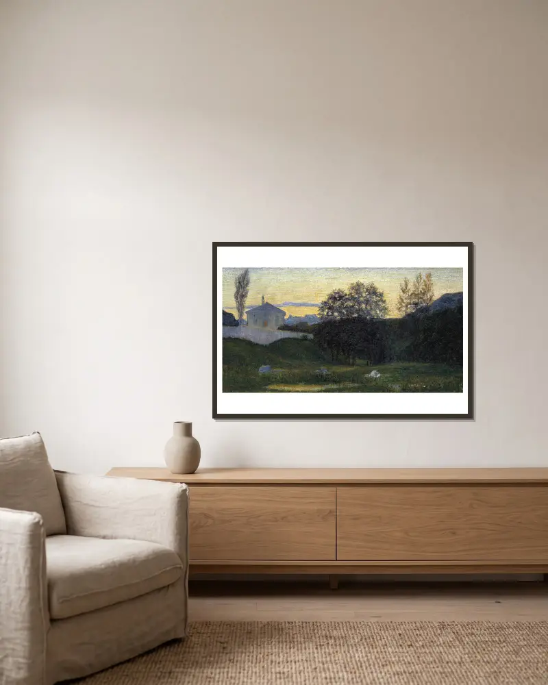 Dusk av Giovanni Giacometti inramad på en vägg