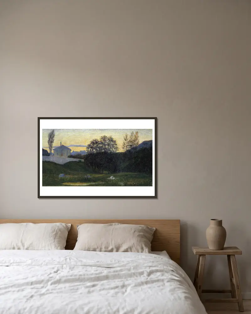 Dusk av Giovanni Giacometti inramad på en vägg