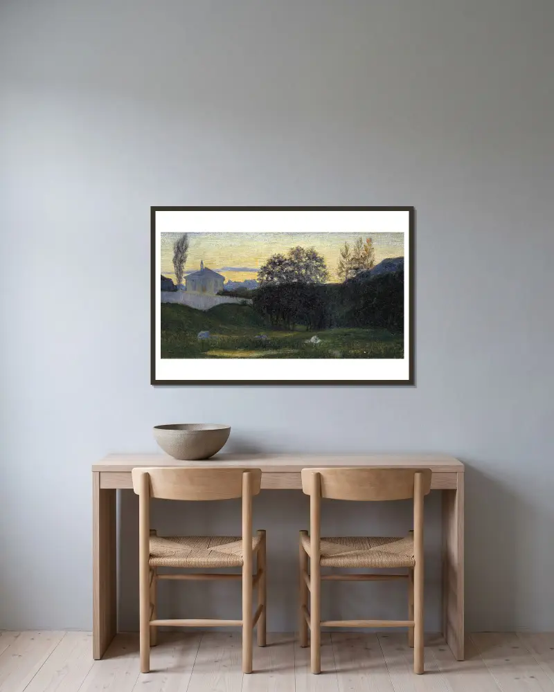 Dusk av Giovanni Giacometti inramad på en vägg