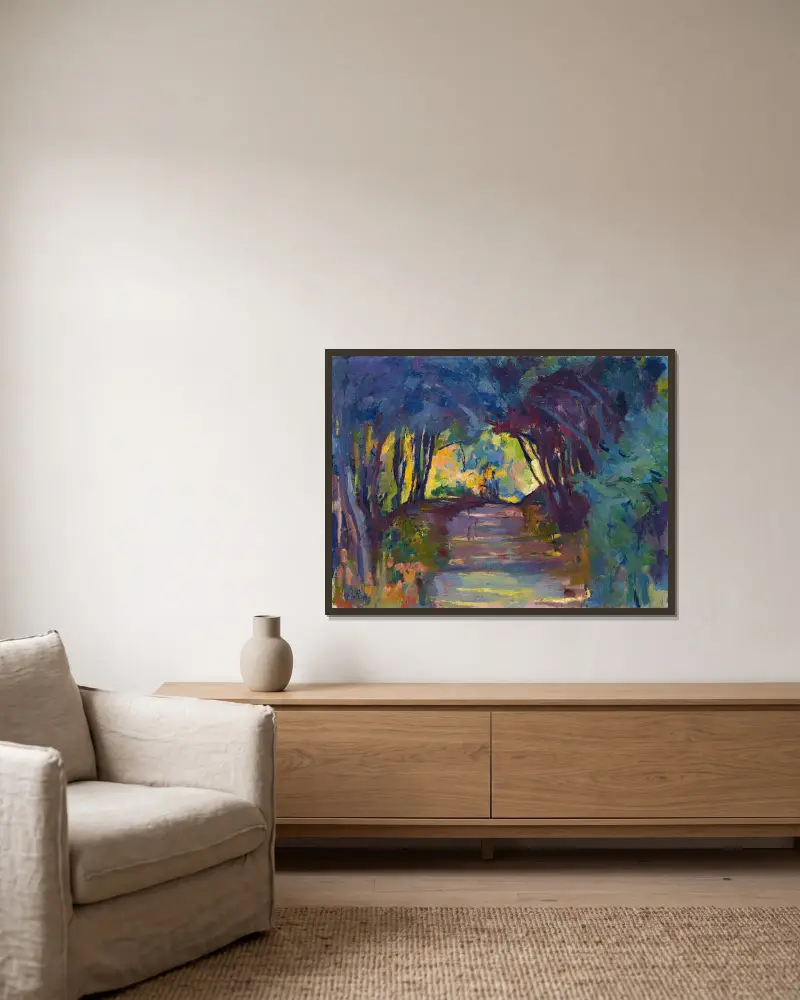Forest Track av Giovanni Giacometti inramad på en vägg