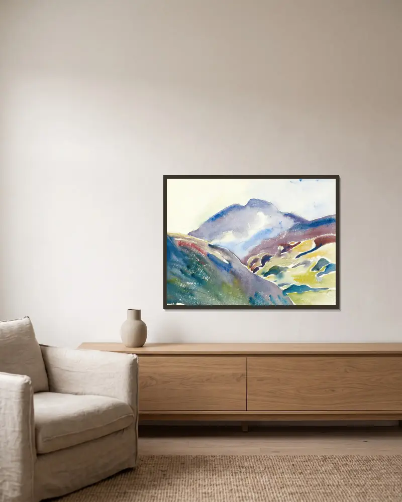 HIGH MOUNTAIN LANDSCAPE (UPPER ENGADINE) av Giovanni Giacometti inramad på en vägg