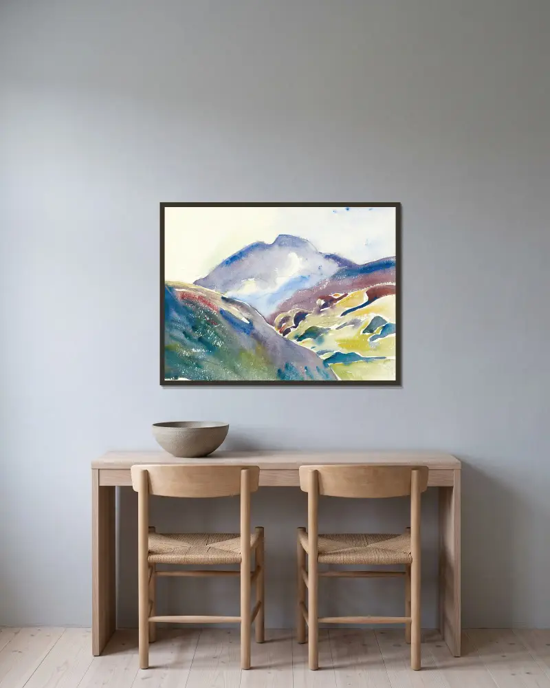 HIGH MOUNTAIN LANDSCAPE (UPPER ENGADINE) av Giovanni Giacometti inramad på en vägg