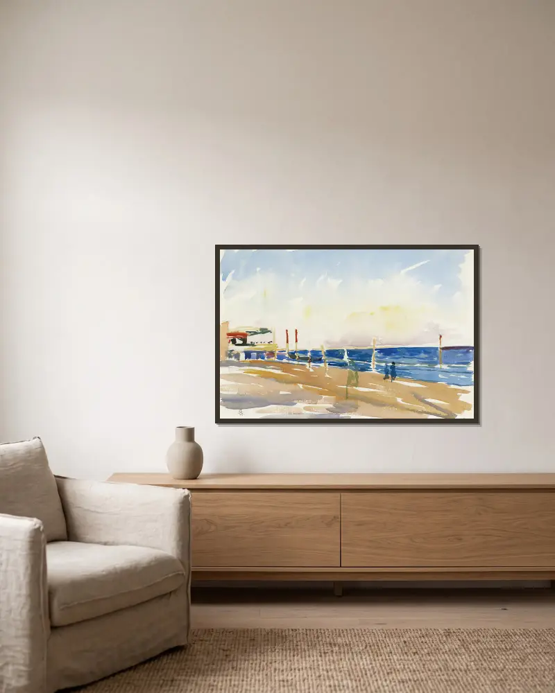 Lido von Venedig von Giovanni Giacometti gerahmt an einer Wand
