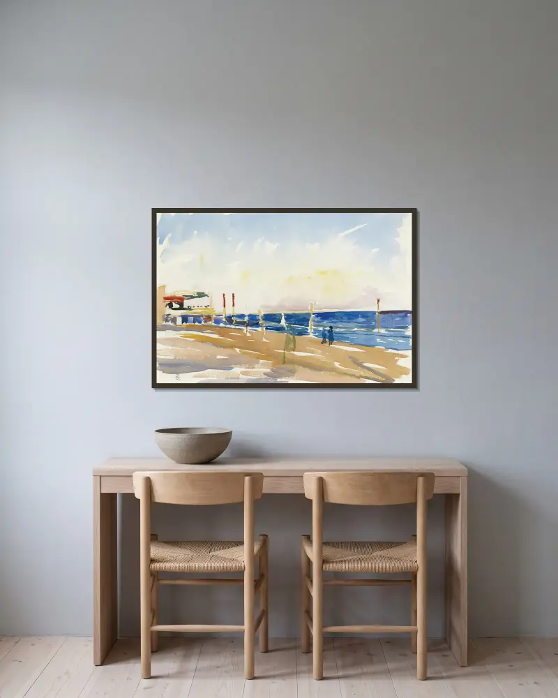 Lido von Venedig von Giovanni Giacometti gerahmt an einer Wand