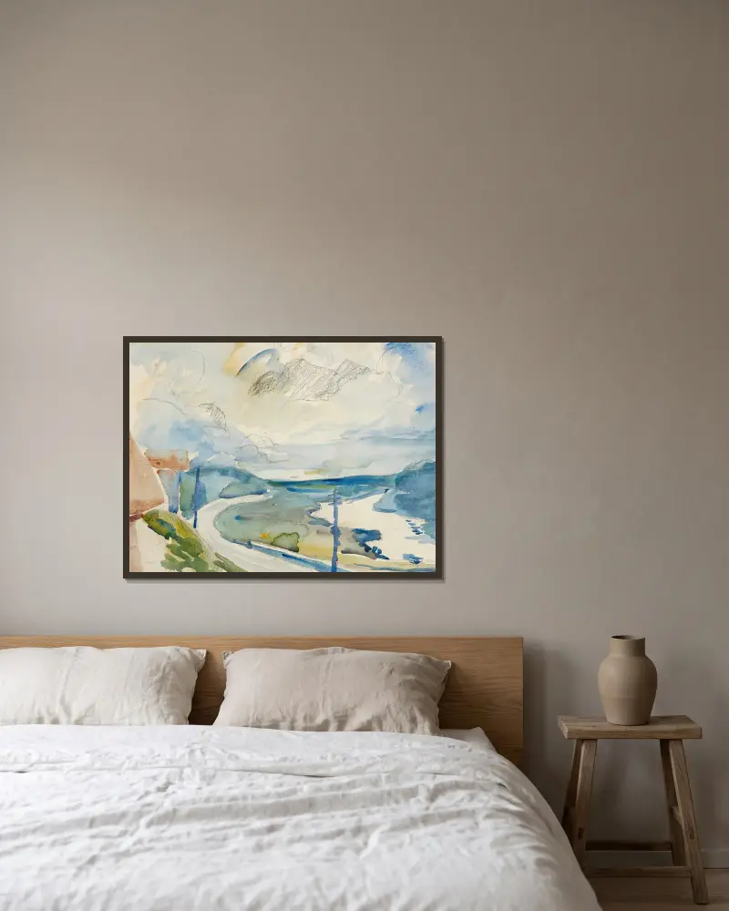 Morgon i Maloja av Giovanni Giacometti inramad på en vägg