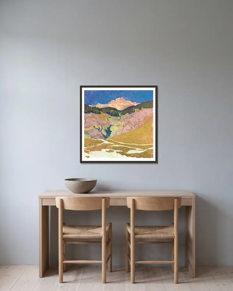 Piz Duan von Giovanni Giacometti gerahmt an einer Wand