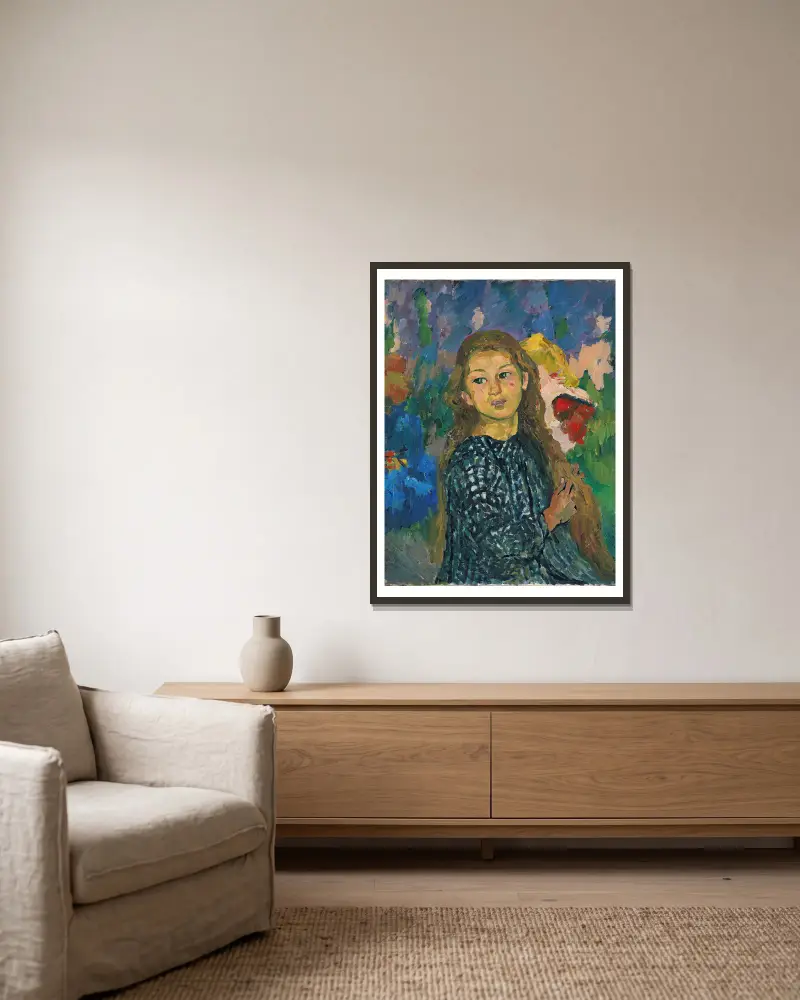 Bildnis der Ottilia Giacometti von Giovanni Giacometti gerahmt an einer Wand