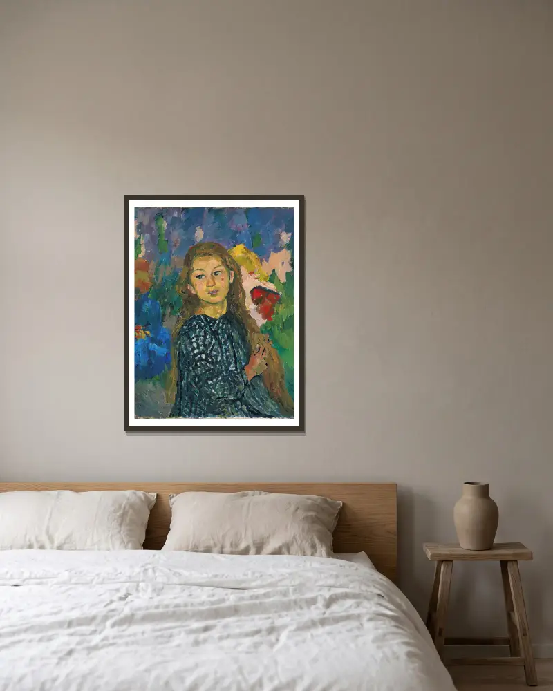 Bildnis der Ottilia Giacometti von Giovanni Giacometti gerahmt an einer Wand