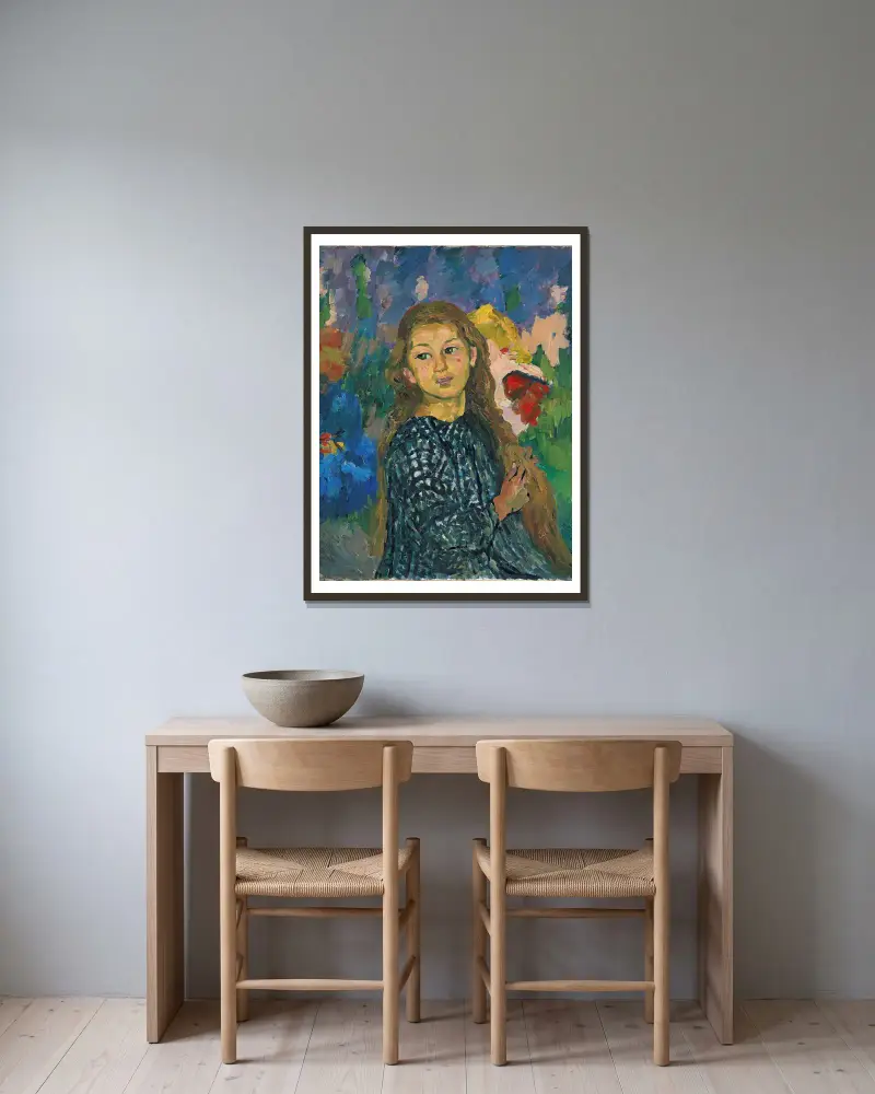 Bildnis der Ottilia Giacometti von Giovanni Giacometti gerahmt an einer Wand