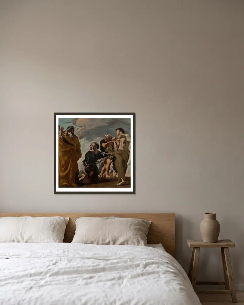 Mose und die Kundschafter aus Kanaan von Giovanni Lanfranco gerahmt an einer Wand