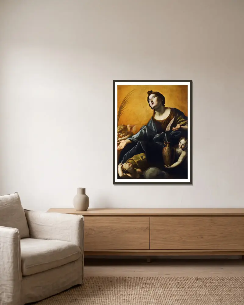 Heilige Praxedis von Giovanni Lanfranco gerahmt an einer Wand