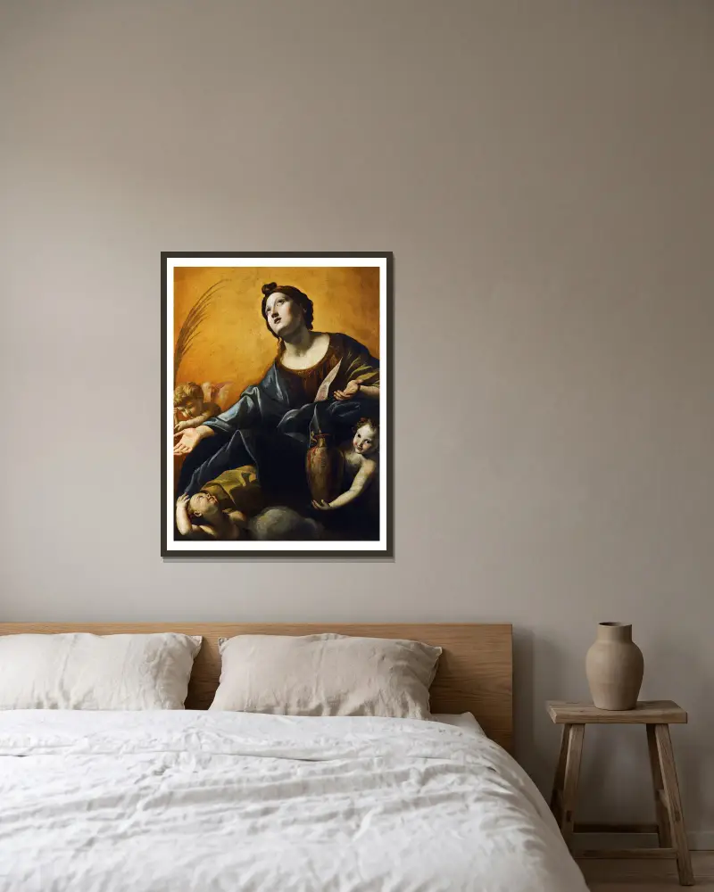 Heilige Praxedis von Giovanni Lanfranco gerahmt an einer Wand