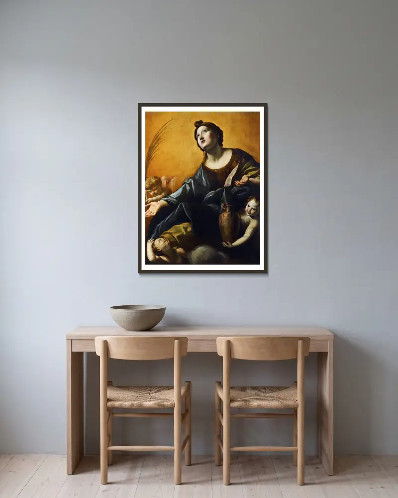 Heilige Praxedis von Giovanni Lanfranco gerahmt an einer Wand