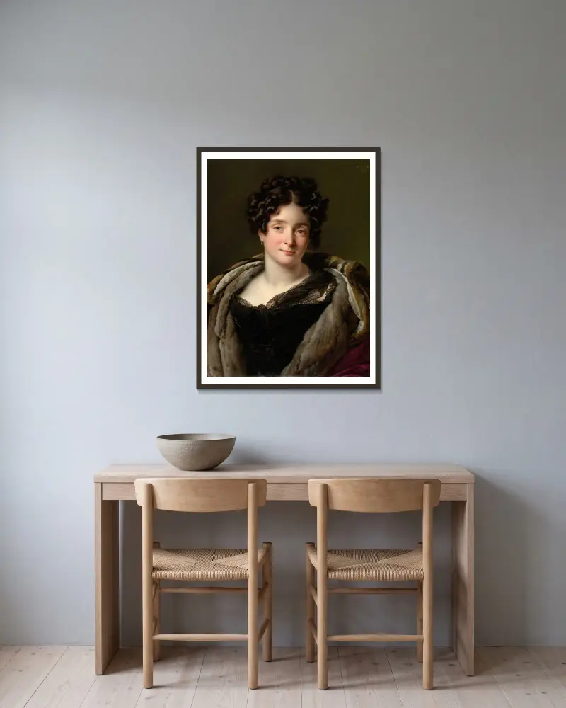 Madame Jacques-Louis-Étienne Reizet (Colette-Désirée-Thérèse Godefroy, 1782–1850) av Anne Louis Girodet-Trioson inramad på en vägg