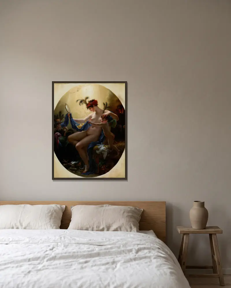 Porträtt av mademoiselle Lange som Danaë av Anne Louis Girodet-Trioson inramad på en vägg