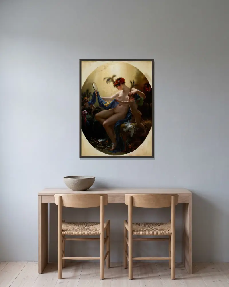 Porträtt av mademoiselle Lange som Danaë av Anne Louis Girodet-Trioson inramad på en vägg