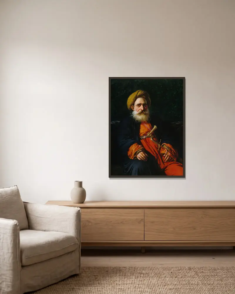 Porträtt av katchefen Dahouth, kristen mameluck av Anne Louis Girodet-Trioson inramad på en vägg