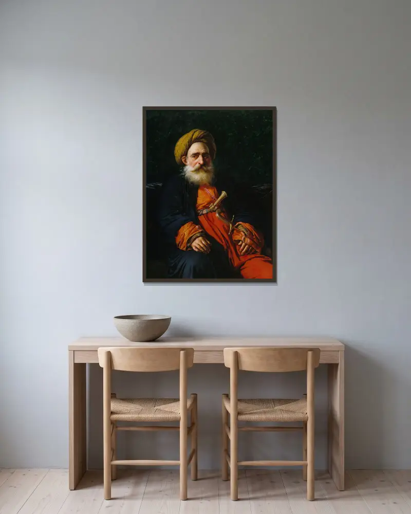 Porträtt av katchefen Dahouth, kristen mameluck av Anne Louis Girodet-Trioson inramad på en vägg