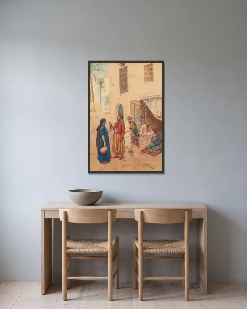 Auf einem Teppichbasar von Giulio Rosati gerahmt an einer Wand