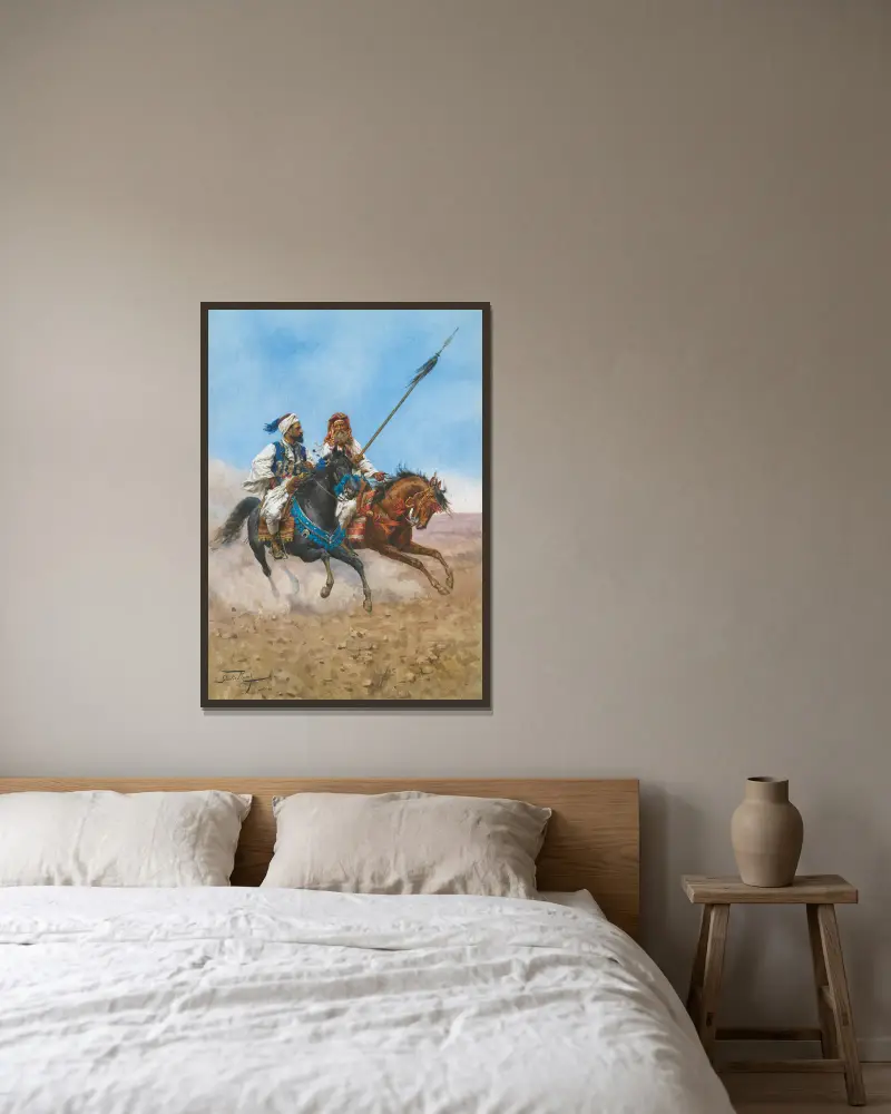 The Arab Riders av Giulio Rosati inramad på en vägg