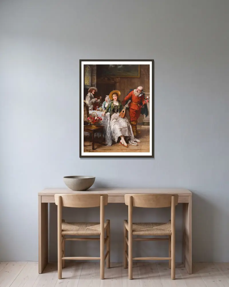 Die Musikstunde von Giuseppe Castiglione gerahmt an einer Wand