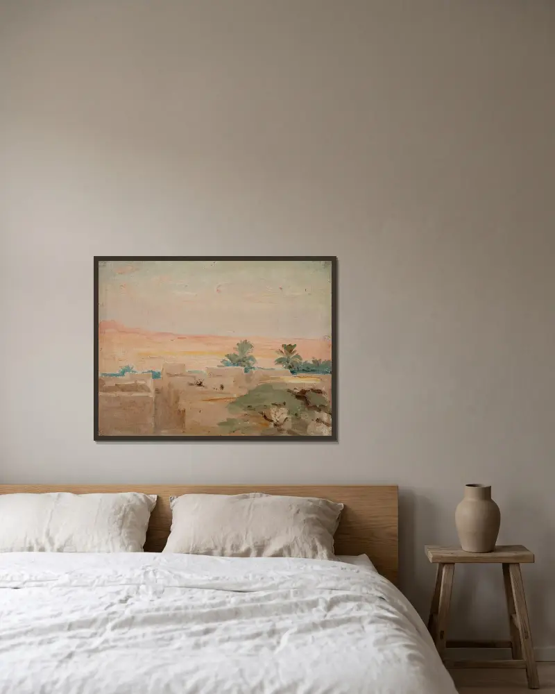 Biskra – Wüste (Abend) von Jan Ciągliński gerahmt an einer Wand