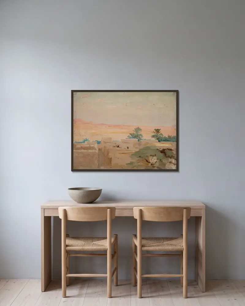 Biskra – Wüste (Abend) von Jan Ciągliński gerahmt an einer Wand