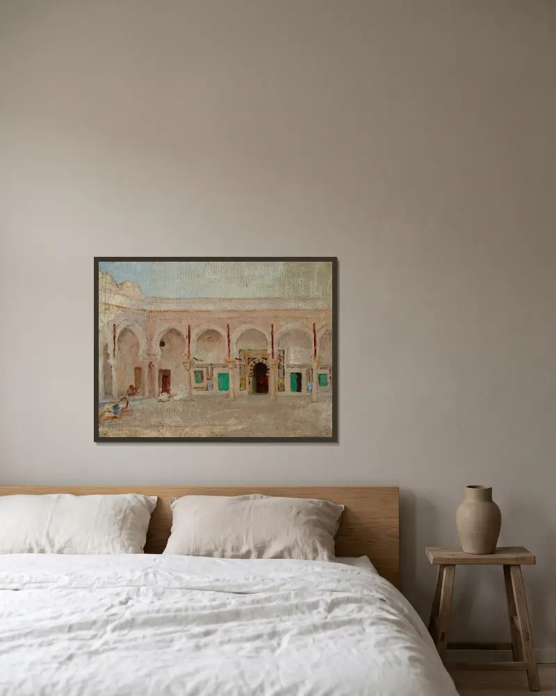 Kairouan (Innenhof in der Moschee des Schwertes), 1911 – Nr. 3 von Jan Ciągliński gerahmt an einer Wand