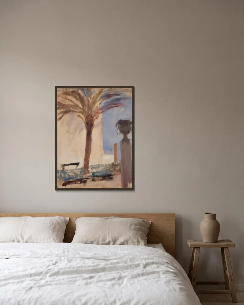 Taormina (Palmen beim Hotel) von Jan Ciągliński gerahmt an einer Wand