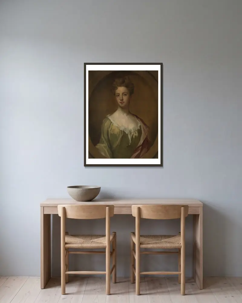 Lady Mary Berkeley, um 1700 von Sir Godfrey Kneller gerahmt an einer Wand