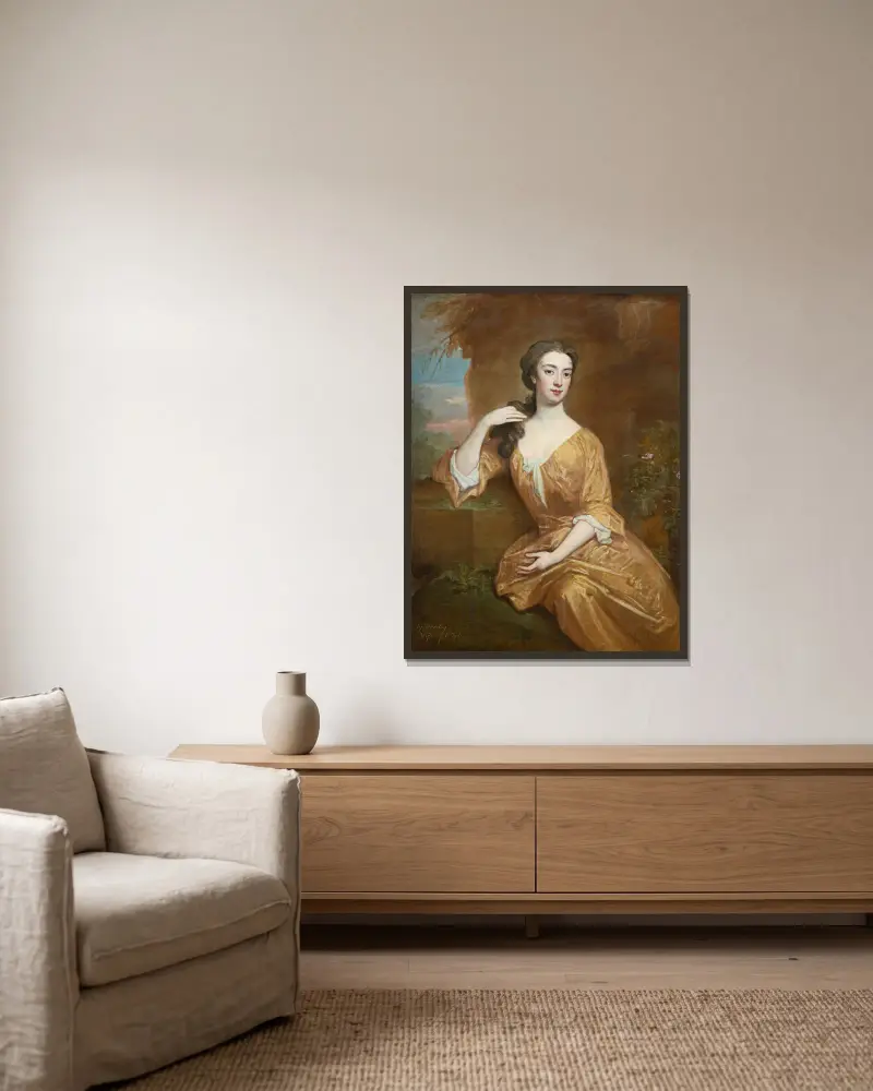 Lady Worsley av Sir Godfrey Kneller inramad på en vägg