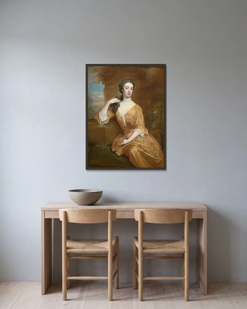 Lady Worsley av Sir Godfrey Kneller inramad på en vägg