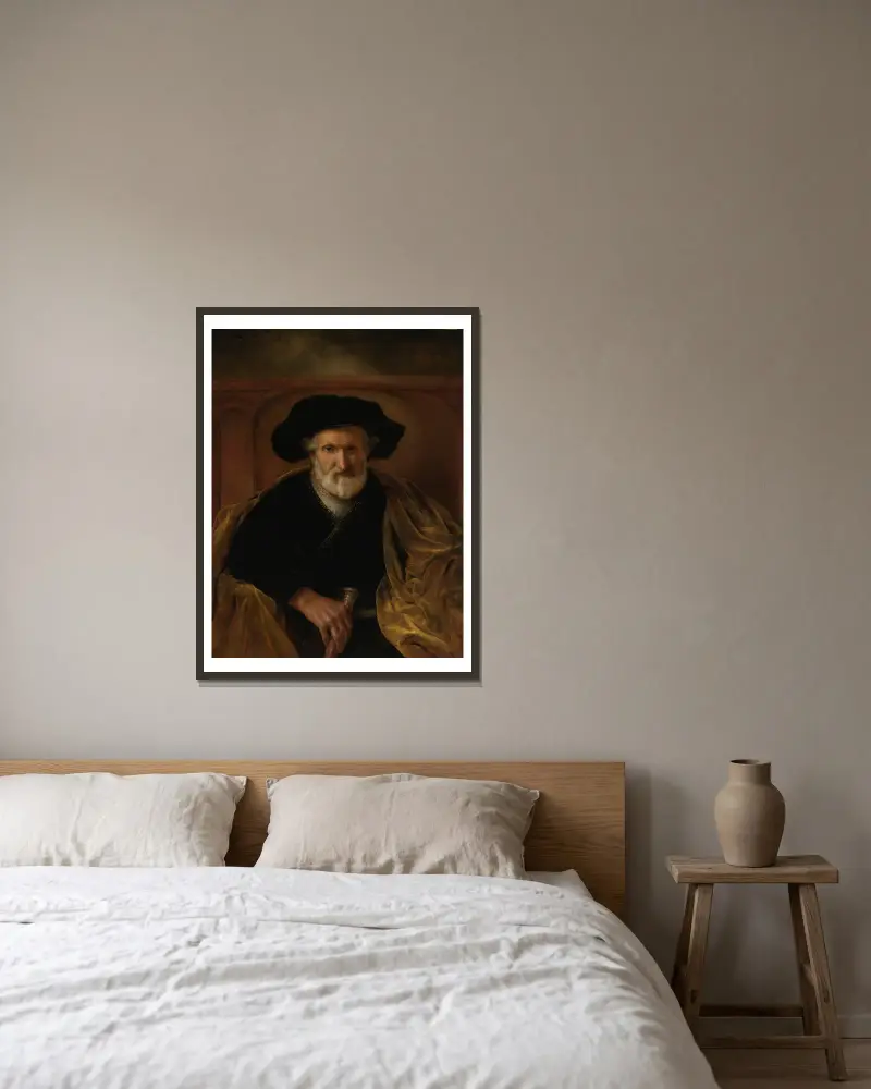 Porträt eines bärtigen alten Mannes von Sir Godfrey Kneller gerahmt an einer Wand
