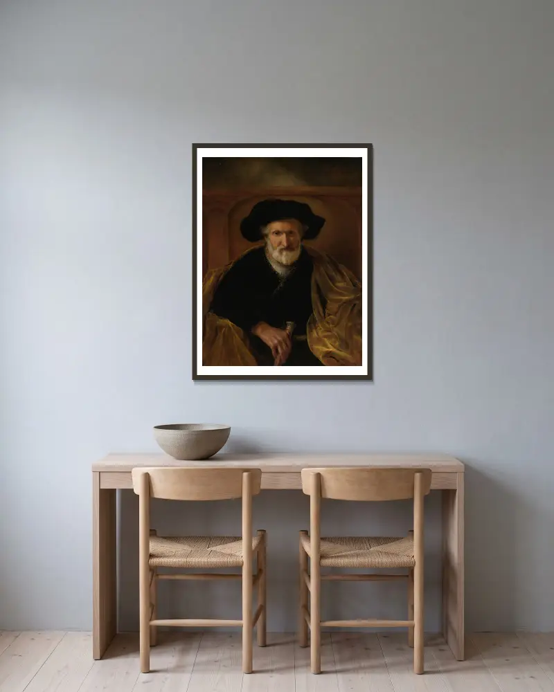 Porträt eines bärtigen alten Mannes von Sir Godfrey Kneller gerahmt an einer Wand