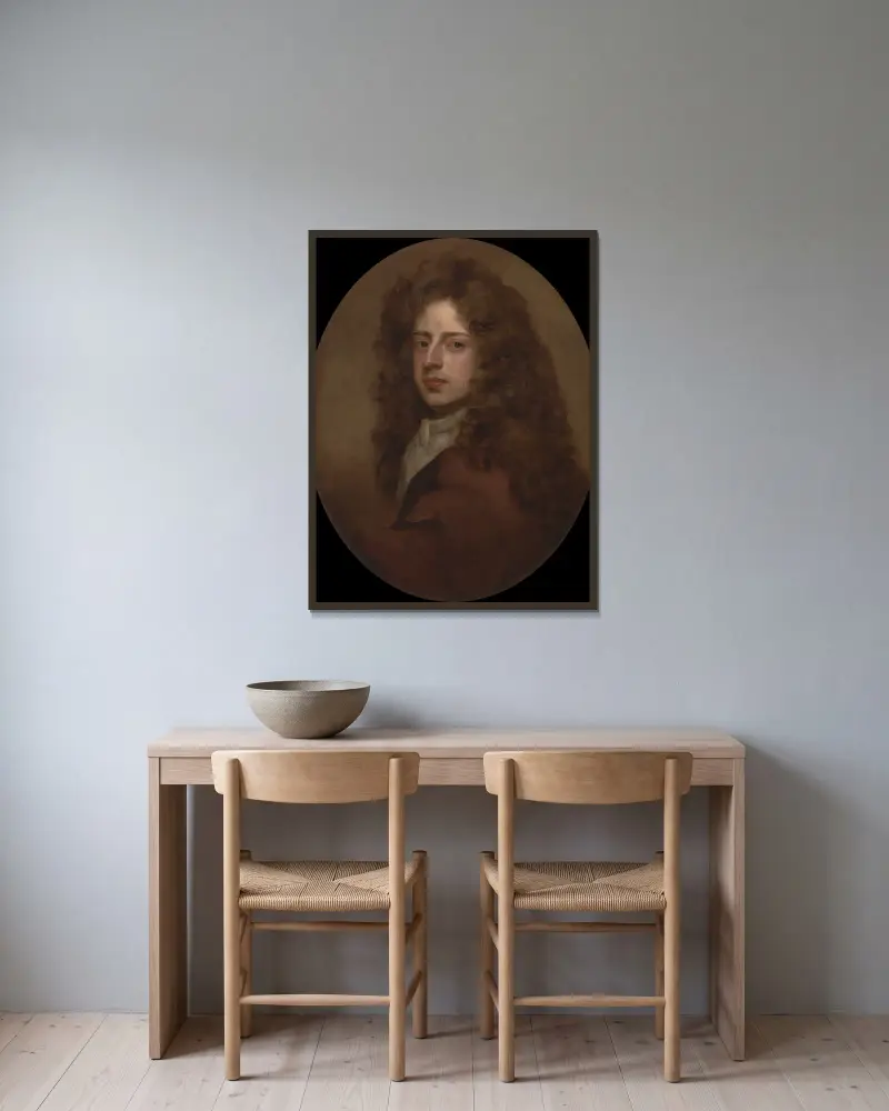 Self-Portrait av Sir Godfrey Kneller inramad på en vägg
