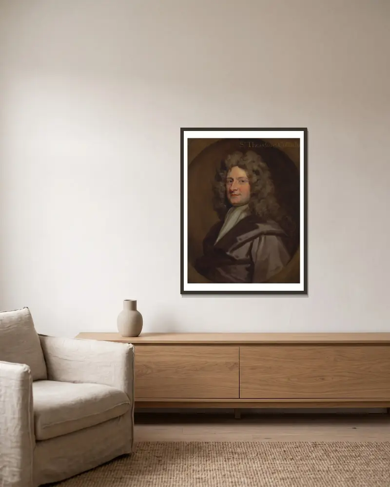 Sir Theodore Colladon av Sir Godfrey Kneller inramad på en vägg