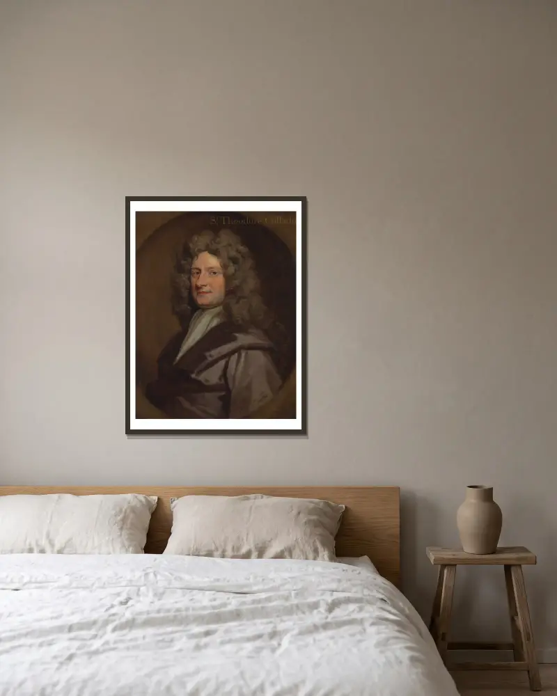 Sir Theodore Colladon av Sir Godfrey Kneller inramad på en vägg