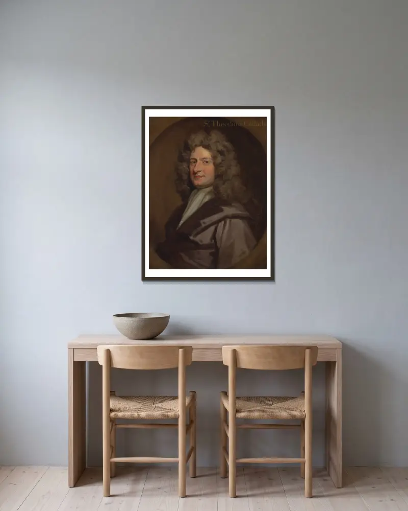 Sir Theodore Colladon av Sir Godfrey Kneller inramad på en vägg