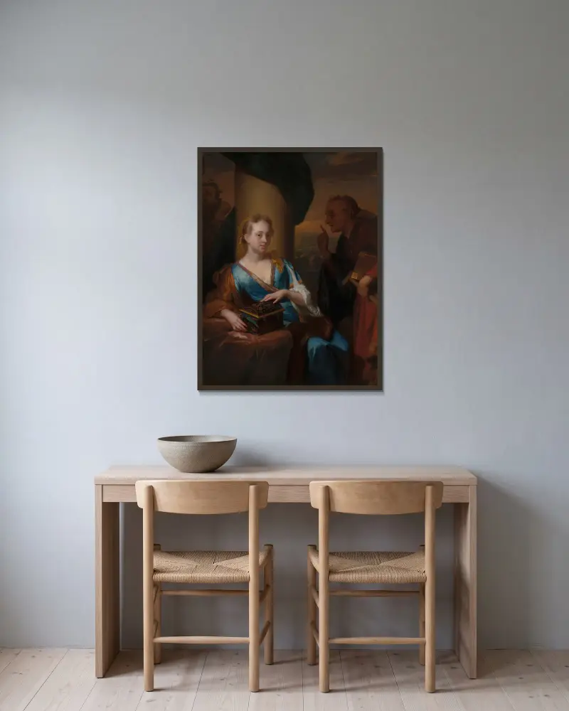 A Useless Moral Lesson av Godfried Schalcken inramad på en vägg