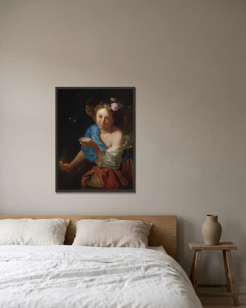 En allegori över lyckan av Godfried Schalcken inramad på en vägg