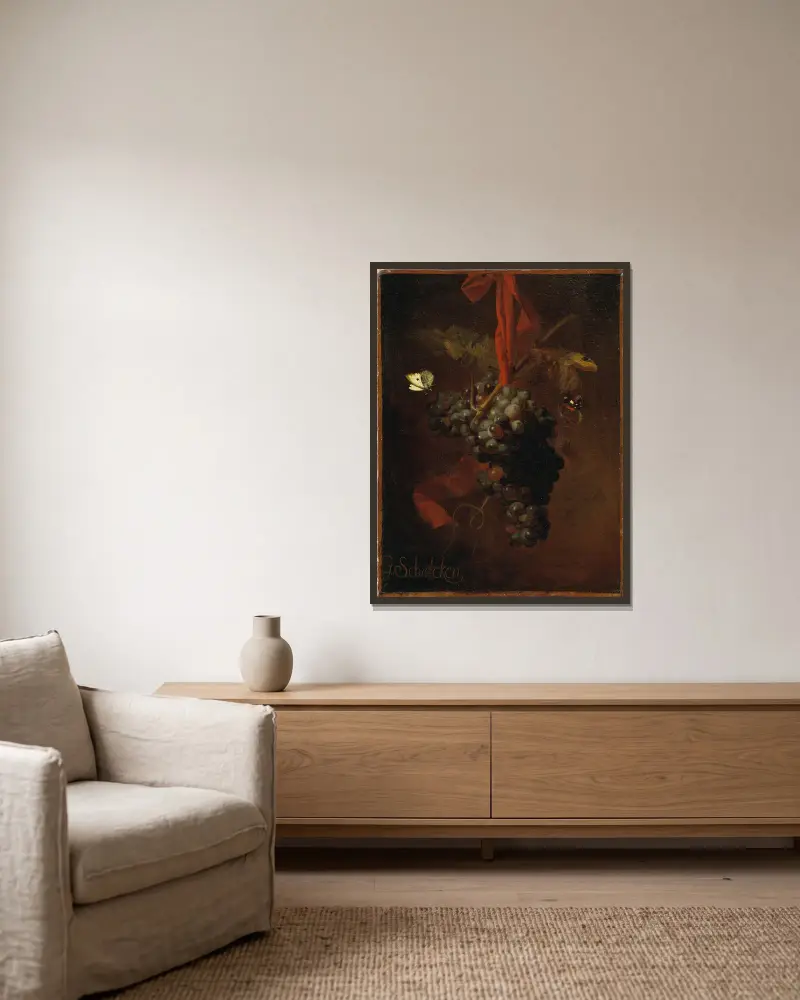 Weintrauben von Godfried Schalcken gerahmt an einer Wand