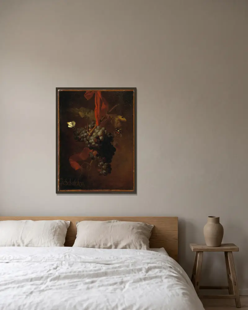 Weintrauben von Godfried Schalcken gerahmt an einer Wand