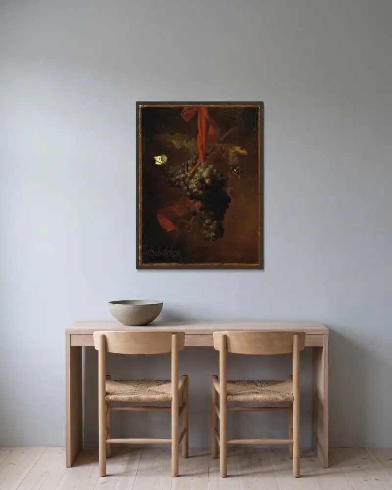 Weintrauben von Godfried Schalcken gerahmt an einer Wand