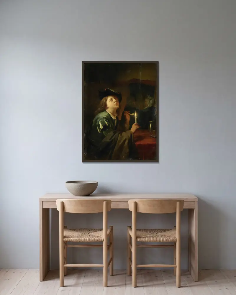 Rozdílné chutě, Godfried Schalcken v rámu na stěně