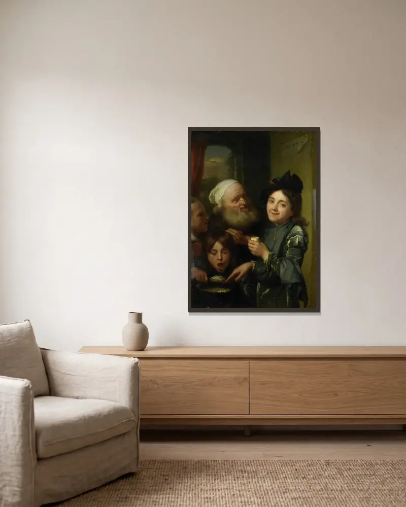 Var och en sin smak av Godfried Schalcken inramad på en vägg